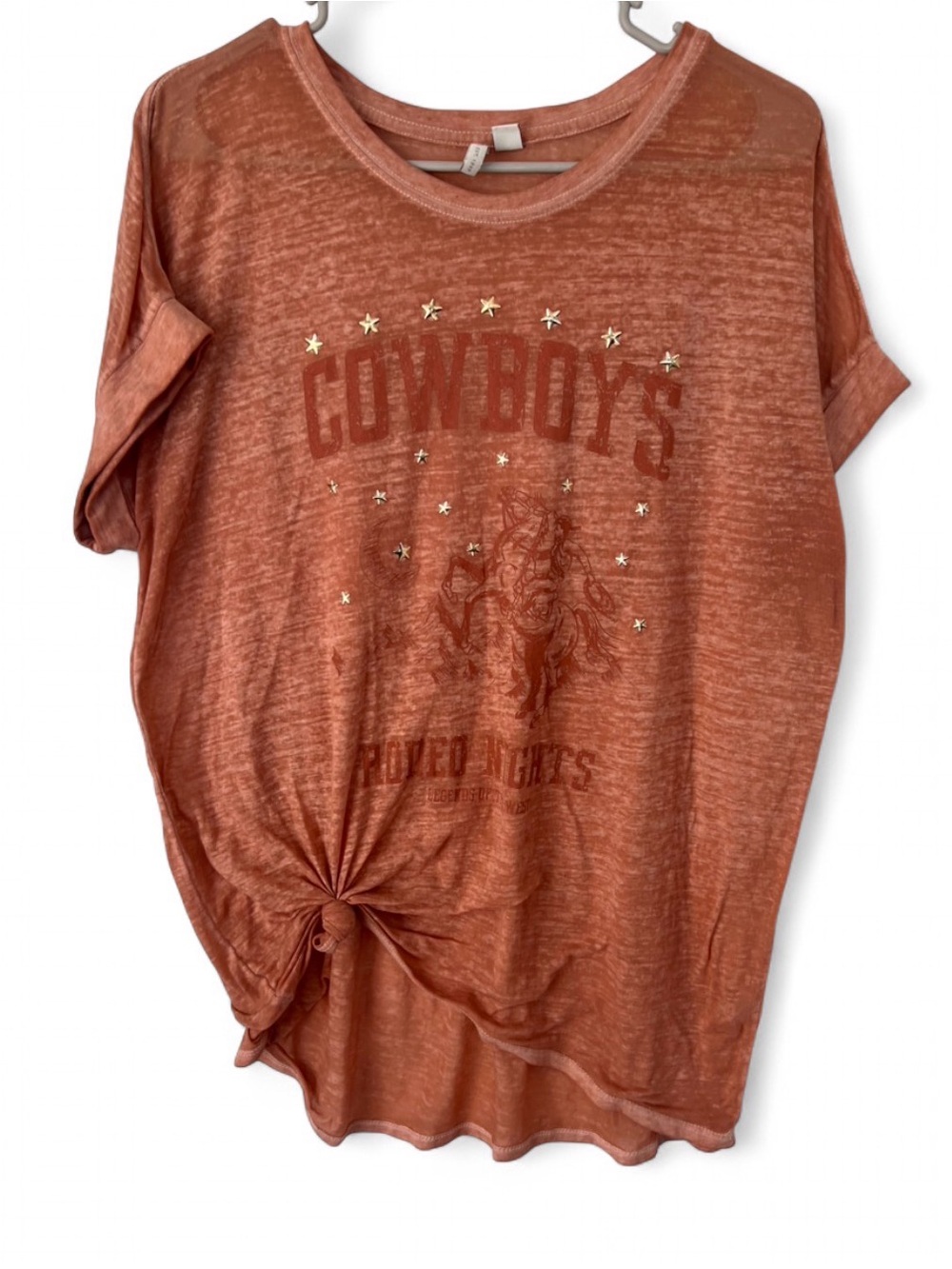Cowboys Graphic Knot Front Tee - Rust